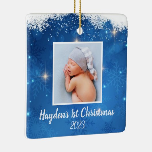 Baby’s First - Gepersonaliseerde kerstversiering Keramisch Ornament (Rechts)