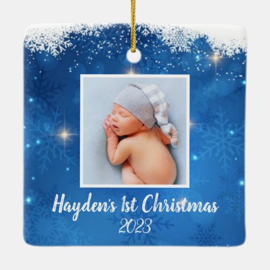 Baby’s First - Gepersonaliseerde kerstversiering Keramisch Ornament (Achterkant)