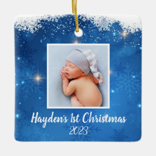 Baby’s First - Gepersonaliseerde kerstversiering Keramisch Ornament (Voorkant)