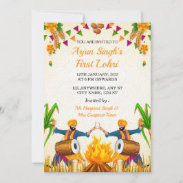 Baby’s First Lohri Invitation, Punjabi Lohri Card Kaart