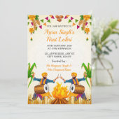 Baby’s First Lohri Invitation, Punjabi Lohri Card Kaart (Staand voorkant)