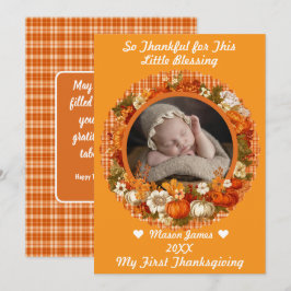 Baby’s First Thanksgiving Fall Floral Photo Feestdagenkaart