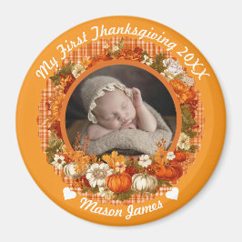 Baby’s First Thanksgiving Fall Floral Photo Magneet