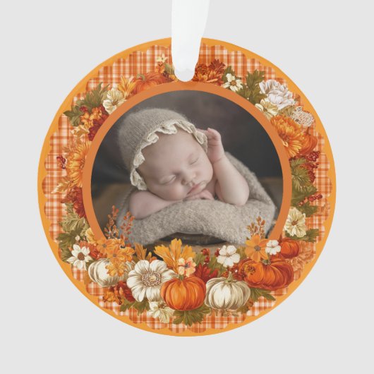 Baby’s First Thanksgiving Fall Floral Photo Ornament (voorkant)