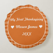 Baby’s First Thanksgiving Fall Floral Photo Rond Kussen (Achterkant)