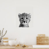 Baby Safari African Oerwoud Animals Cheetah Poster (Keuken)