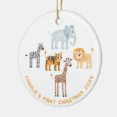 Baby Safari Animal Personalized Eerste Kerstdag Keramisch Ornament (Links)
