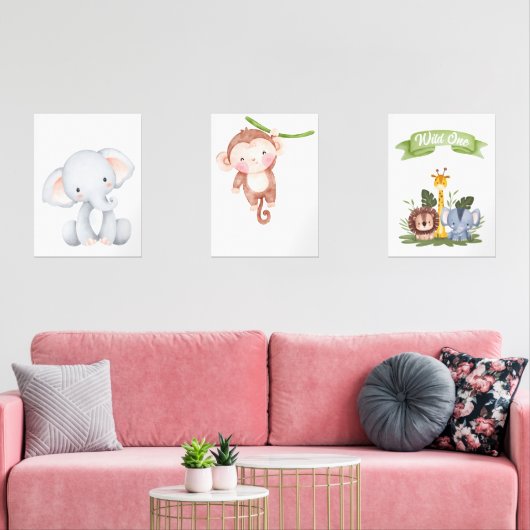 Baby Safari Animal Wall Decor Muurkunst Sets (Woonkamer)