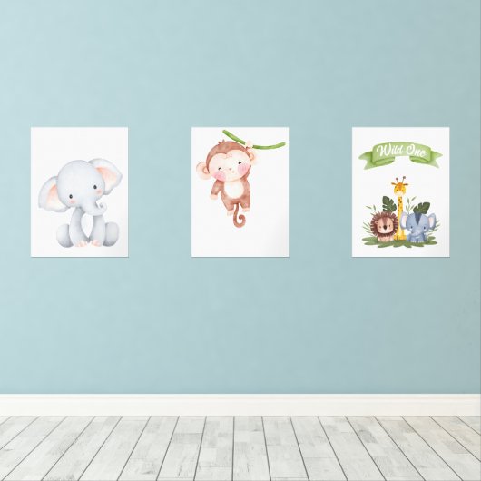 Baby Safari Animal Wall Decor Muurkunst Sets (Houten vloer)