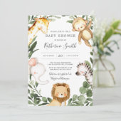Baby Safari Animals Baby shower Uitnodiging (Staand voorkant)