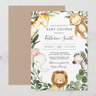 Baby Safari Animals Baby shower Uitnodiging