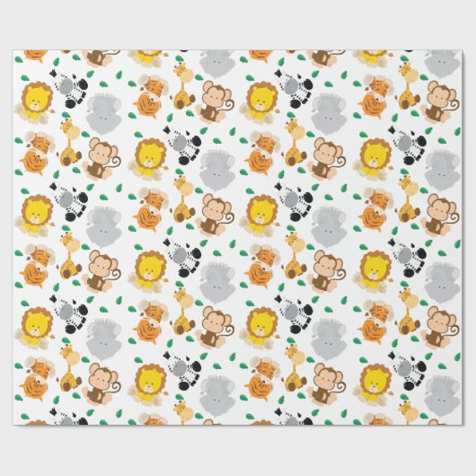 Baby Safari Animals Pattern Cadeaupapier (Vlak)