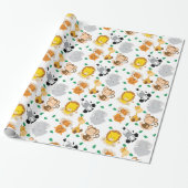 Baby Safari Animals Pattern Cadeaupapier (Uitgerold)