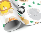 Baby Safari Animals Pattern Cadeaupapier (Rol Hoek)
