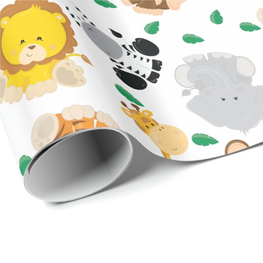 Baby Safari Animals Pattern Cadeaupapier (Rol Hoek)