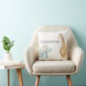 Baby Safari Animals with Custom Name Kussen (Stoel)
