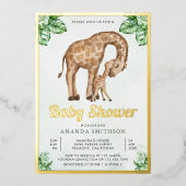 Baby Safari Baby shower Gold Folie Uitnodiging (Voorkant)