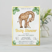 Baby Safari Baby shower Gold Folie Uitnodiging (Staand Voorkant)
