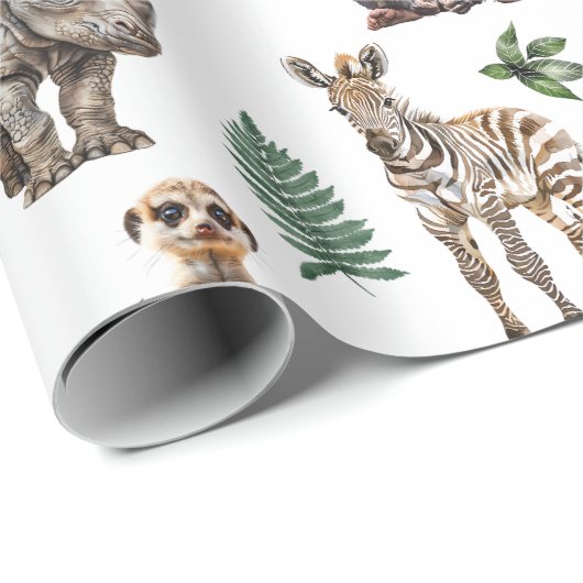 Baby Safari Dieren Cadeaupapier (Rol Hoek)