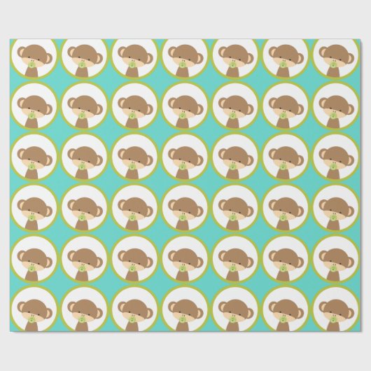 Baby Safari Monkey met Pacifier Pattern Cadeaupapier (Vlak)