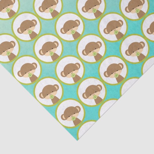 Baby Safari Monkey met Pacifier Pattern Tissuepapier (Detail)