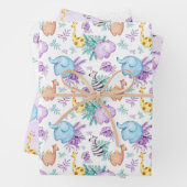 Baby Safari Nursery Wrapping Paper Sheets Set of 3 (In situ)