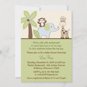 Baby Safari Oerwoud Animal Baby Shower Invitaties Kaart