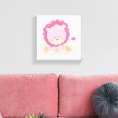 Baby Safari Pink slapy Lion Canvas Afdruk (Insitu (Woonkamer))