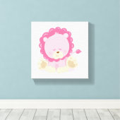 Baby Safari Pink slapy Lion Canvas Afdruk (Insitu (Houten vloer))
