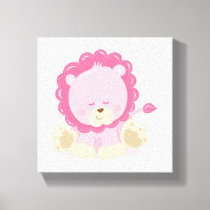 Baby Safari Pink slapy Lion Canvas Afdruk