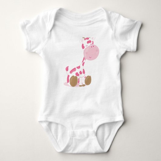 Baby Safari Roze Sleepy Giraffe Kwekerij Art Gift Romper (Voorkant)