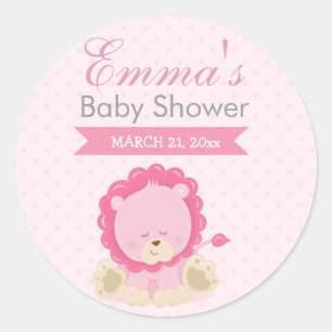 Baby Safari Roze Sleepy Lion - Kwekerij Kunstgesch Ronde Sticker