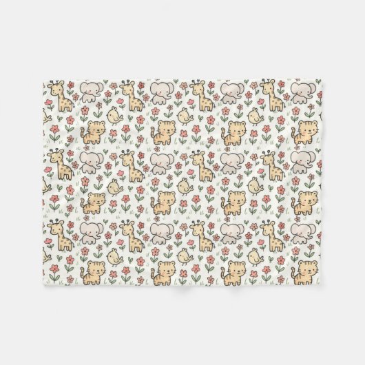 Baby Safari Wildlife met doedelbloemen Fleece Deken (Voorkant (Horizontaal))