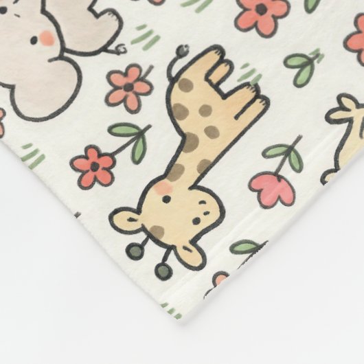 Baby Safari Wildlife met doedelbloemen Fleece Deken (Hoek)