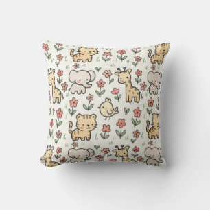 Baby Safari Wildlife met doedelbloemen Kussen