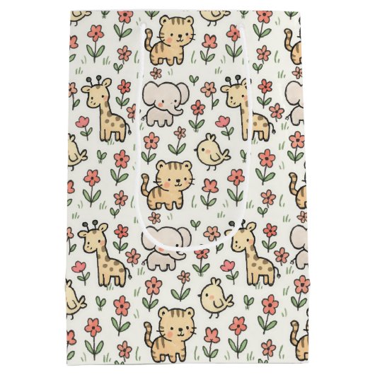 Baby Safari Wildlife met doedelbloemen Medium Cadeauzakje (Achterkant)