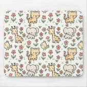 Baby Safari Wildlife met doedelbloemen Muismat (Voorkant)