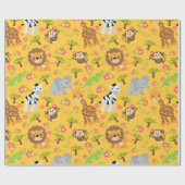 Baby Safari Yellow Wrapping Paper Cadeaupapier (Vlak)