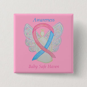 Baby Safe Haven Awareness Angel Ribbon Pin Vierkante Button 5,1 Cm