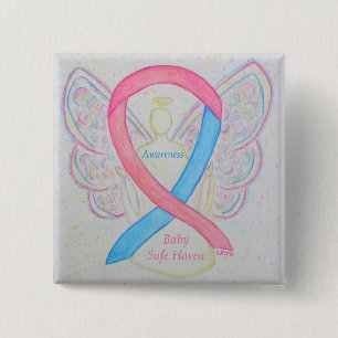 Baby Safe Haven Bewustheid Angel Ribbon Pin Vierkante Button 5,1 Cm