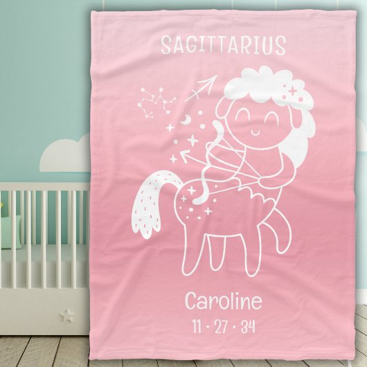 Baby Sagittarius Zodiac Sterrennaam Geboortedatum  Fleece Deken
