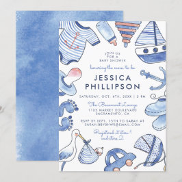Baby Sailor | Blauw Baby shower van de Nautische W Kaart
