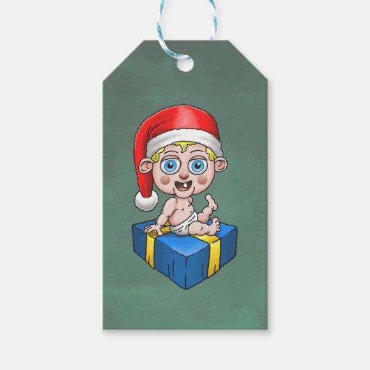 Baby Santa Claus Cadeaulabel (Voorkant)