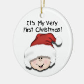 Baby Santa First Kerstkerstkeepaardversiering Keramisch Ornament (Links)