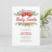 Baby Santa Greenery Christmas Baby shower Kaart (Staand voorkant)