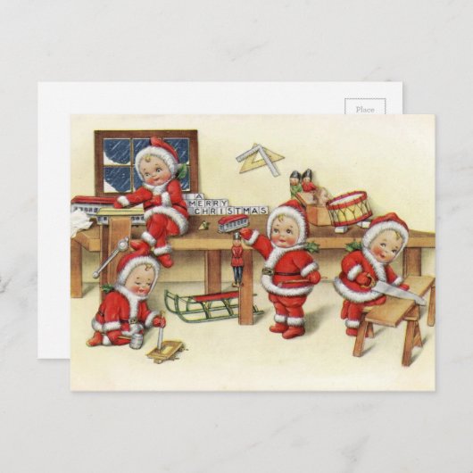 Baby Santa Illustration Feestdagenkaart (Voorkant / Achterkant)