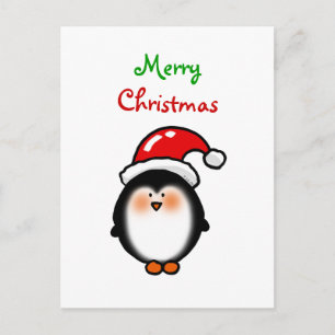 Baby Santa pinguïn Feestdagenkaart