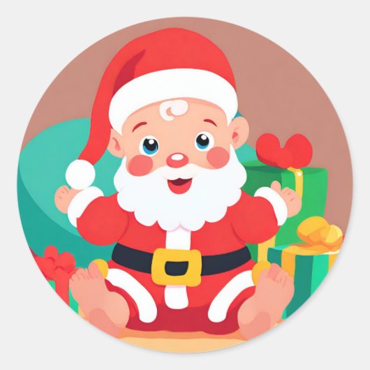 Baby Santa Speelse illustratie Sticker (Voorkant)