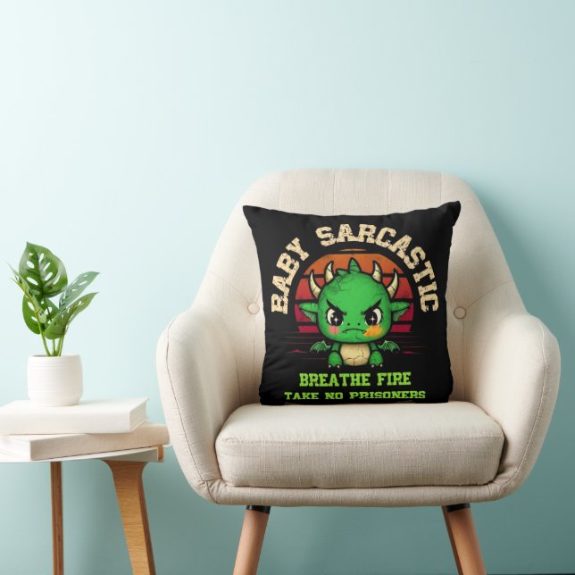 Baby Sarcastic Dragon Breathe Fire  Kussen (Stoel)