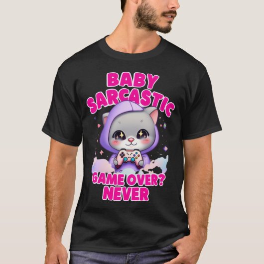 Baby Sarcastic Gamer Cat Funny T-SHIRT (Voorkant)